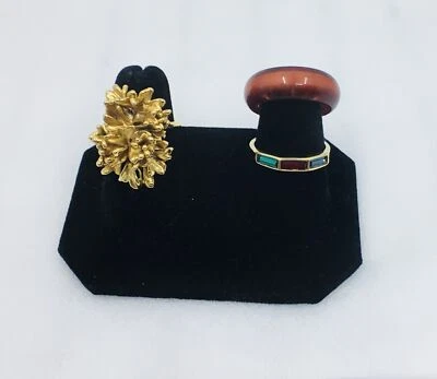 Lote De Colección De 3 Anillos Oro 18k Relleno Estrás Talla 8, Rojo Talla 8 y Pepita Talla 5 Foto 1 de 3