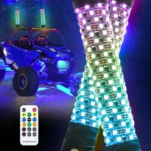 1 FTT ATV Fat Whips Thick Spiral Chasing RGB Whip Lights For Yamaha Raptor 660 - Picture 1 of 14