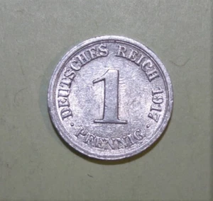 S1 - Germany 1 Pfennig 1917-F Uncirculated Aluminum Coin - Imperial Eagle - Picture 1 of 2