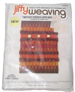 Vintage Jiffy Weaving Brown Stripes Beads Judith Dern NOS Minor Package Damage - Picture 1 of 10