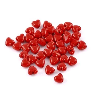 200pcs Heart Shape Charms Red Acrylic Spacer Beads Bracelet DIY Jewelry Making - Picture 1 of 12