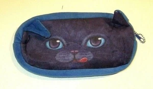 Soft Plush Blue Cat Kitten Zippered Pencil Case - NEW (#10) - Picture 1 of 6