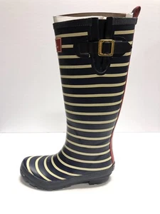 Joules Women’s Welly Print Navy Rain Boots, Size 6M - Picture 1 of 8