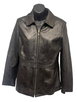 Chaqueta informal de cuero genuino marrón Corner Annex para mujer talla Pequeño Foto 1 de 4