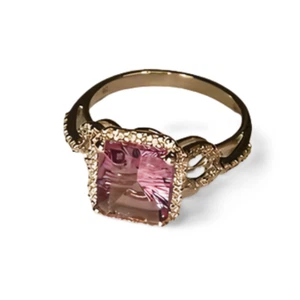 Beautiful Estate 14K White Gold Micro Pave Diamond Amethyst Ring - Picture 1 of 2