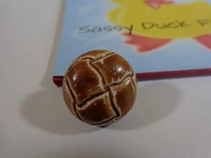 20mm Domed Brown Woven Button Ceramic with Metal Shank Vintage 1 Piece - Picture 1 of 5