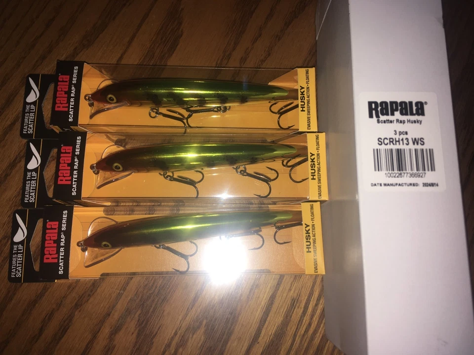 RAPALA SCATTER RAP HUSKY 13's---3 WHISKY SOUR COLORED FISHING LUREs - Image 1 of 1