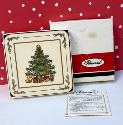 Juego de 6 Posavasos Pimpinela Árbol de Navidad Espalda de Corcho Inglaterra Blanco Navidad  Foto 1 de 4