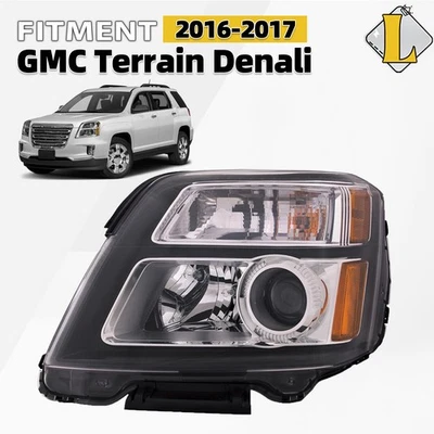 For GMC Terrain Denali 2016 2017 Headlight Black Bezel W/Bulb Driver Left Side Foto 1 de 4