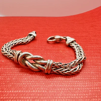 PULSERA DE TRIGO DOBLE PLATA ESTERLINA MODERNISTA PR EX ITALIA DE DISEÑO VINTAGE Foto 1 de 4