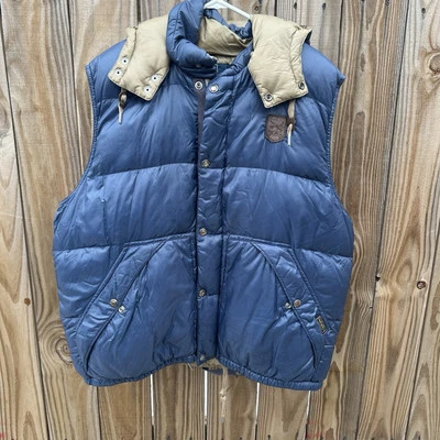 Vtg Polo Ralph Lauren Rare Down Filled Puffer Vest Navy Blue Gold Men's Sz xxl - Image 1 of 3