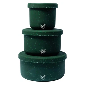 Silipint: Paquete de 3 cuencos con tapa de silicona, 10/20/30 oz, verde moteado - Imagen 1 de 15