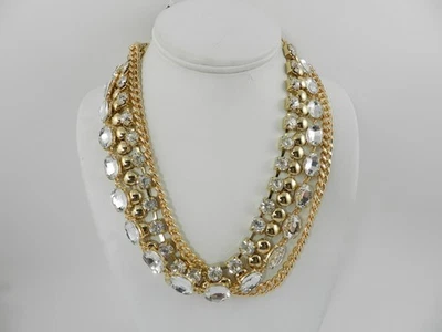 I.N.C. International Concepts Gold-Tone Link & Crystal Layered Collar Necklace - Image 1 of 2