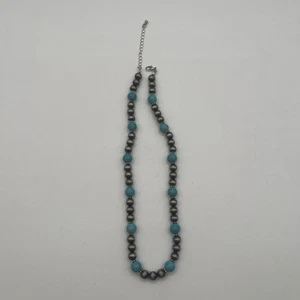 Southwestern Beaded Necklace Navajo Pearl & Turquoise Bead Necklace - Picture 1 of 6