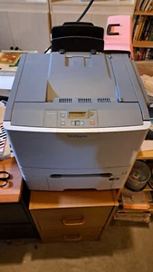 Lexmark C543DN Duplex Printer - Used - As-Is Needs toner, plus second paper tray - Picture 1 of 2
