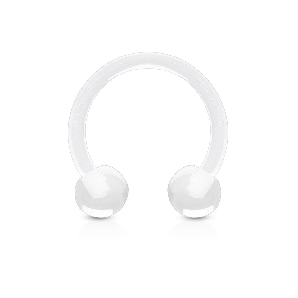 Пара акриловых гибких круглых колец-подков для пирсинга губ в перегородку трагус - Изображение 1 из 3