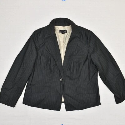 Chaqueta Blazer Lane Bryant Mujer Un Botón Rayas Poliéster Gris Talla 18 Foto 1 de 4