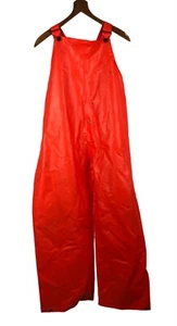 Vintage Bright Blaze Orange Rubber Overalls Size Extra Large Unisex Adult - Picture 1 of 8