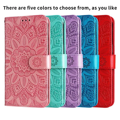 Phone Cover for iPhone 13 11 14 15 Flowers Embossing PU Leather Flip Wallet Case - Image 1 of 4