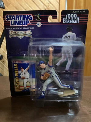 Figura de acción y tarjeta David Wells Toronto Blue Jays alineación inicial MLB SLU 1999 Foto 1 de 4