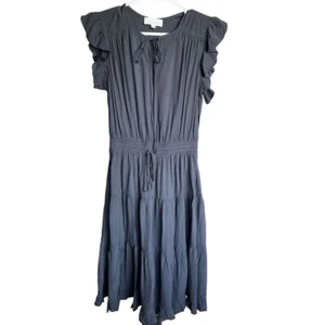 PINCH Women's Black Maxi Dress M Ruffle Sleeve Boho Vacation Summer - Picture 1 of 4