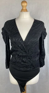 Body para mujer Bershka negro estampado cebra manga 3/4 mediano nuevo con etiquetas 122 - Imagen 1 de 11