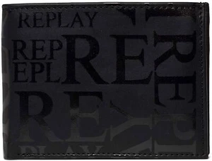 Replay Fm5194.000 Multi Logo Print in Oiled Leather Wallet Black - Bild 1 von 2