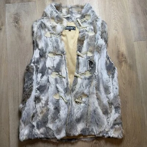Mitchie's Patchwork Kaninchenfell Knebel Weste mit Taschen Größe S - Bild 1 von 11