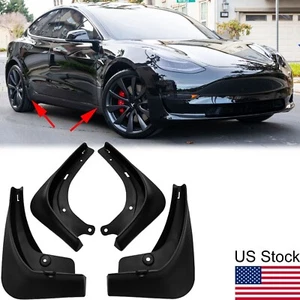 4Pcs Black Front & Rear Mud Flaps Splash Guards For 2017-2023 Tesla Model 3 - Picture 1 of 12