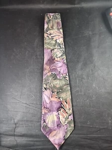 Corbata de cuello vintage de tela Wembley para hombre púrpura y verde patrón floral 59"x3,5" - Imagen 1 de 5