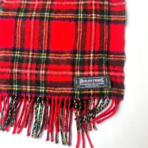 Bufanda Highland Tweeds 100 % lana de cordero roja tartán a cuadros flecos sensación de Escocia - Imagen 1 de 12
