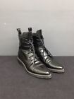 Inch2 Black Patent Leather Pointed Toe Combat Boots Sz 38 Us Sz 7.5