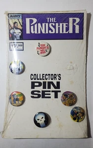 1989 Marvel The Punisher Collector's Pin Set Of (6) Button Pins New Sealed - Picture 1 of 8