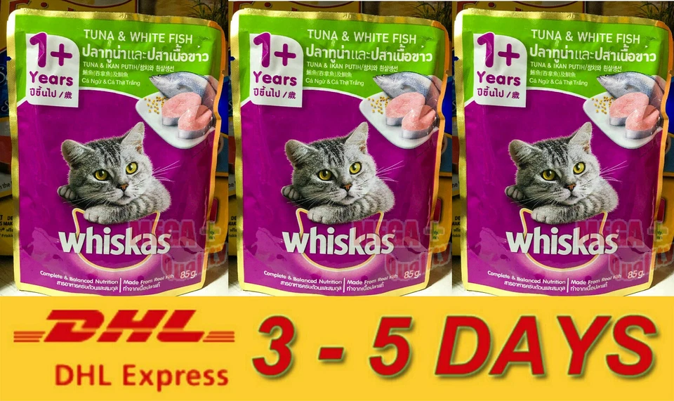 Tuna & White Fish Whiskas Healthy Cat Kitten Food Quality Taste Nutritious 85g