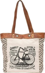 Fahrrad Upcycled Canvas Tragetasche weiß hellbraun, khakifarben | von Rajeriya - Bild 1 von 6
