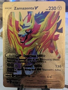 Zamazenta V HP 230 Premium Lámina de Oro Fan Art Vinilo Texturizado Coleccionista Pokemon - Imagen 1 de 2