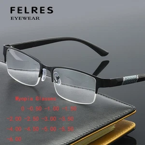Herren Halbgestell Anti-Blaulicht Kurzsichtigkeit Kurzsichtigbrille Retro Metall Brille - Bild 1 von 22