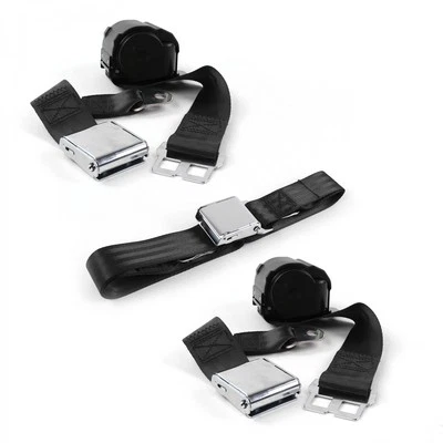 Triumph Spitfire 1962 - 1980 Airplane 2pt Black Retractable Bench Seat Belt Kit  - Image 1 of 4
