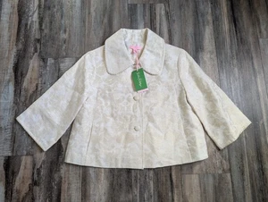 Neu mit Etikett Lilly Pulitzer Kylie Metallic Jacquard Jacke Größe 4 - Gold Horseplay NEU - Bild 1 von 5