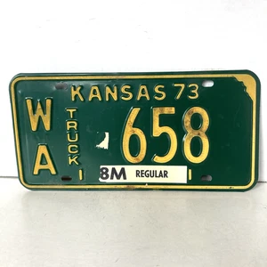 1973 Kansas Truck License Plate 658 Wallace County WA Collector Garage Man Cave - Picture 1 of 3
