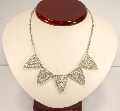 Swarovski Touchstone кристалл серебристого тона прозрачные кристаллы нагрудник ожерелье великолепный - Изображение 1 из 4