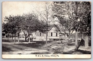 B. & L.E. Railroad Station Albion Pennsylvania PA Train Depot 1912 Postcard - Picture 1 of 2