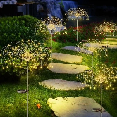 Outdoor Garden Solar Firework Lights Waterproof Path Lawn Xmas Decor 150 LED - Image 1 of 4