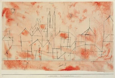 Town with Gothic Cathedral 1925 Paul Klee Print – Abstract Expressionist City - Image 1 of 2