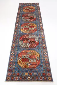 9 ft Hallway Ersari Bokhara Runner Rug Afghan Hand Knotted Veg Dye Wool Rug - Picture 1 of 9