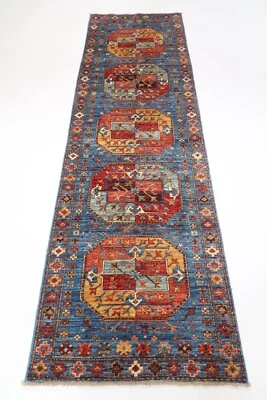 9 ft Hallway Ersari Bokhara Runner Rug Afghan Hand Knotted Veg Dye Wool Rug - Image 1 of 4