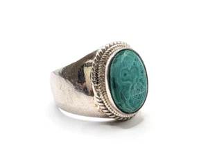 Massiver Vintage Ring 925 Silber Malachit RW63 Art.-Nr:1963 - Bild 1 von 3