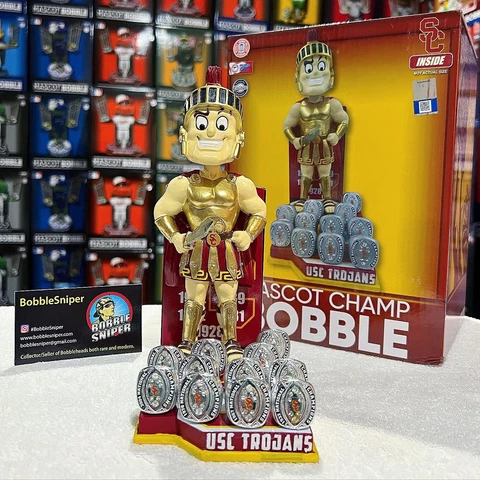 Southern Cal USC Trojans 11x National Champions Ring Base Mascot NCAA Bobblehead Cover