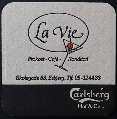 Sous-bock bière CARLSBERG Hof Café La Vie Esbjerg beermat coaster 1 - Photo 1/2