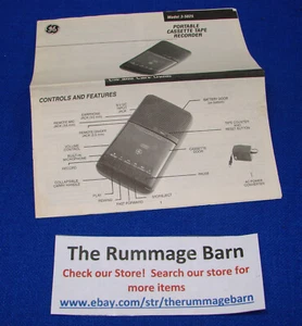 GE General Electric Portable Cassette Recorder - OWNERS GUIDE MANUAL -- SEE PICS - Picture 1 of 3